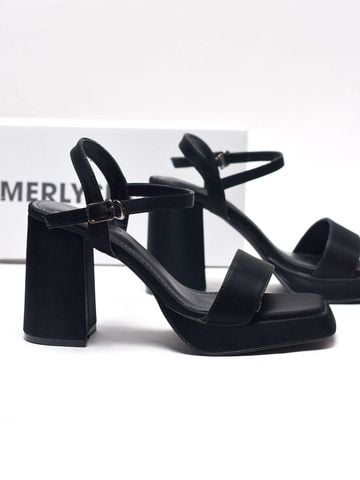 [10cm] Giày Sandal Cao Gót Đế Vuông Có Đúp Mũi Êm Chân Merly 1597-10p Đen Huyền Mịn Size 35-42, Sandal Cao Gót, Xăng Đan Cao Gót, Sandal Bigsize, Giày Cao Gót Big Size, Giày Tăng Chiều Cao Cho Nữ