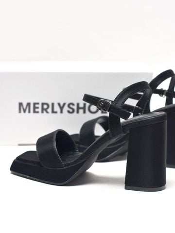 [10cm] Giày Sandal Cao Gót Đế Vuông Có Đúp Mũi Êm Chân Merly 1597-10p Đen Huyền Mịn Size 35-42, Sandal Cao Gót, Xăng Đan Cao Gót, Sandal Bigsize, Giày Cao Gót Big Size, Giày Tăng Chiều Cao Cho Nữ