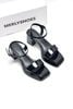 Sandal Cao Gót Đế Đúp 7cm Mũi Vuông Merly 1597-7P Đen Bóng, Xăng Đan Đế Cao, Giày Cao Gót Big Size 35-42