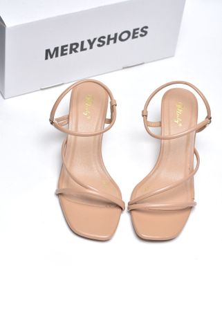 Sandal Cao Gót Màu Nude Quai Mảnh Gót Trong, Giày Cao Gót 7cm, Giày Gót Trong Suốt, Giày Xăng Đan Dây, Giày Sandal Bigsize, Giày Dự Tiệc Sang Trọng Merly 1598 Kem