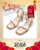 Giày Đi Tiệc Sandal Cao Gót Quai Ngang Đính Đá Đế Đúp 7cm Mũi Vuông, Giày Xăng Đan Cao Gót Big Size Merly 1600 Nâu Vintage