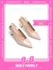 Giày Cao Gót Mũi Nhọn Slingback Gót Cao 7cm, Giày Bít Mũi Đi Tiệc Bigsize 35-43 Thương Hiệu Merly 1601 Màu Nude Bóng