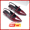 Giày Cao Gót Đỏ Slingback 3cm Mũi Nhọn Quai Ngang Đính Nơ Merly 1602 Đỏ Bóng, Giày Cao Gót Big Size, Giày Bít Mũi Hở Gót, Giày Đi Tiệc, Giày Đế Thấp 3p, Giày Nữ Tết 2025