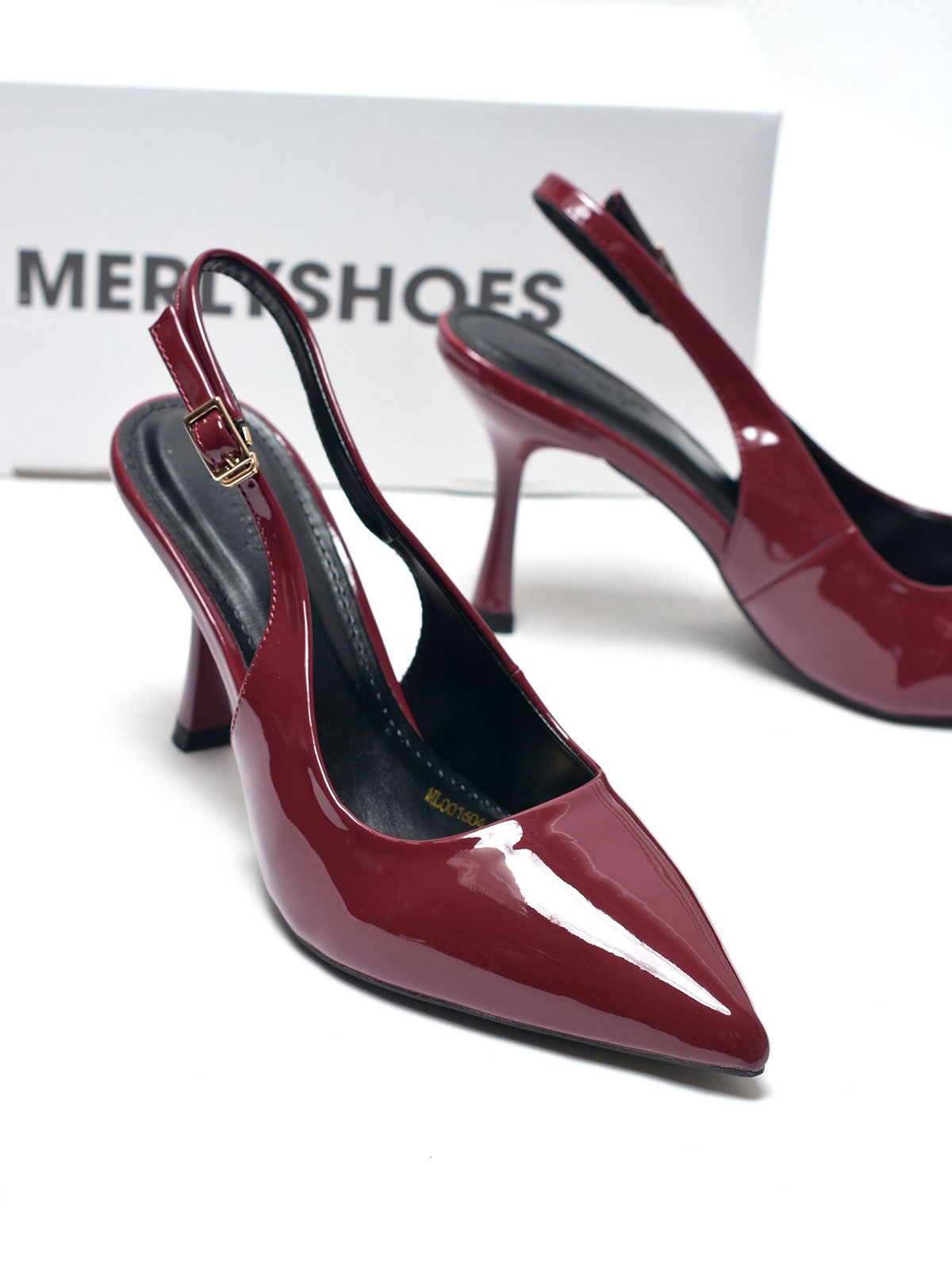 [New] Giày Cao Gót Đỏ Mũi Nhọn Hở Gót Slingback Size 35-43 Thương Hiệu Merly 1604 Đỏ Bóng 9cm, Giày Cao Gót Đi Tiệc, Giày Cao Gót Big Size, Giày Cao Gót 9cm