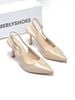 Giày Cao Gót Kem Mũi Nhọn Hở Gót Slingback Size 35-43 Thương Hiệu Merly 1604 Kem Bóng 9cm, Giày Cao Gót Đi Tiệc, Giày Cao Gót Big Size, Giày Cao Gót 9cm, Giày Công Sở Nữ