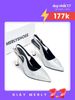 Giày Cao Gót Bạc Kim Sa Đi Tiệc Blingbling Mũi Nhọn Sang Trọng Cao 9cm Bigsize 35-43 Thương Hiệu Merly 1604, Giày Cao Gót Slingback, Giày Đi Dự Đám Cưới