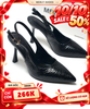Giày Cao Gót Đi Tiệc Đen Vân Pha Lê Bóng Blingbling Mũi Nhọn Sang Trọng Cao 9cm Bigsize 35-43 Thương Hiệu Merly 1604 Đen Crystal, Giày Cao Gót Slingback, Giày Đi Dự Đám Cưới