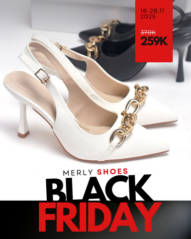 Giày Cao Gót Trắng Mũi Nhọn Khóa Ngang Sang Trọng Slingback Bigsize 35-43 Merly 1604 Trắng Khoá, Giày Công Sở Nữ Phong Cách Thanh Lịch, Giày Đi Tiệc