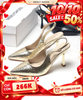 Giày Cao Gót Đi Tiệc Vàng Đồng Blingbling Mũi Nhọn Sang Trọng Cao 9cm Bigsize 35-43 Thương Hiệu Merly 1604 Vàng Nhũ Crystal, Giày Cao Gót Slingback, Giày Đi Dự Đám Cưới