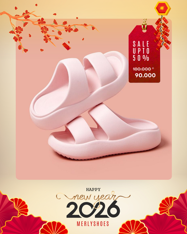 Dép Đi Mưa 1621N Trắng / Hồng / Đen Nhựa EVA Đế Bánh Mì Hai Quai Ngang Đơn Giản Năng Động Size 36-41 Form To, Dép Bánh Mì Nữ, Dép Nữ Quai Ngang