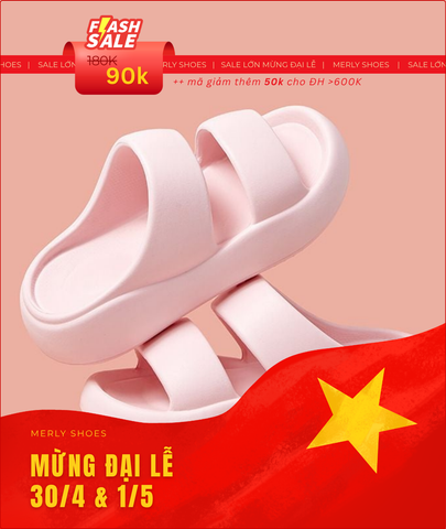 Dép Đi Mưa 1621N Trắng / Hồng / Đen Nhựa EVA Đế Bánh Mì Hai Quai Ngang Đơn Giản Năng Động Size 36-41 Form To, Dép Bánh Mì Nữ, Dép Nữ Quai Ngang