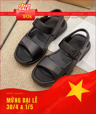 Sandal Nữ Đi Mưa Nhựa Eva 1622N Đen/Trắng Đế Dày Dặn Bám Nền Hai Quai Ngang Năng Động Size 36-41 Chuẩn Form [Chân Dầy Đăng 1 Size], Giày Xăng Đan Nhựa Cao Cấp