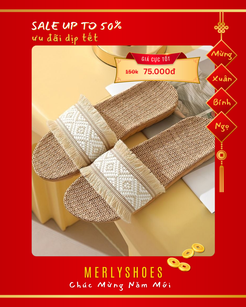 Dép Cói Đi Biển Cho Nữ 1623N Size 35-43 Phong Cách Cổ Điển Thoáng Mát, Dép Nhóm, Dép Đi Chơi, Dép Đi Biển