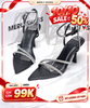 Giày Sandal Mũi Nhọn Dây Đá Gót Nhọn 9cm Đi Tiệc Sang Chảnh Merly 1625 Đen Sóng, Giày Cao Gót Đi Tiệc Big Size 35-43