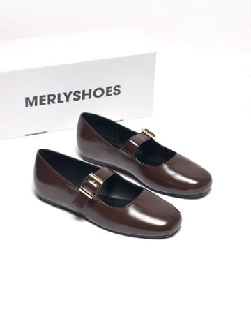 [PHOM TO] Giày Búp Bê Quai Ngang Mary Jane Bệt Merly 1629 Nâu Cocoa Bigsize 35-43, Giày Búp Bê Nữ, Giày Bệt Nữ