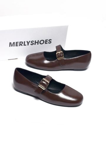 [PHOM TO] Giày Búp Bê Quai Ngang Mary Jane Bệt Merly 1629 Nâu Cocoa Bigsize 35-43, Giày Búp Bê Nữ, Giày Bệt Nữ