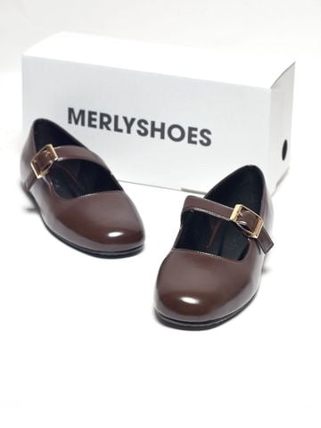 [PHOM TO] Giày Búp Bê Quai Ngang Mary Jane Bệt Merly 1629 Nâu Cocoa Bigsize 35-43, Giày Búp Bê Nữ, Giày Bệt Nữ
