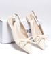 [NEW] Giày Bệt Nơ Slingback Mũi Nhọn Hở Gót Nơ Phồng Merly 1634-1p Trắng Kem Ivory, Giày Đi Tiệc Thấp, Giày Công Sở Nữ, Giày Bệt Nữ Big Size, Giày Búp Bê Mũi Nhọn