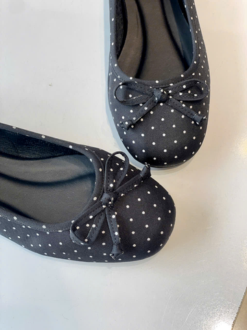 Giày Búp Bê Chấm Bi Merly 1636 Đen Chấm Bi Bigsize 35-43, Giày Búp Bê Nơ, Giày Búp Bê Mũi Tròn, Giày Bệt Xinh, Giày Bệt Nữ, Giày Búp Bê Big Size