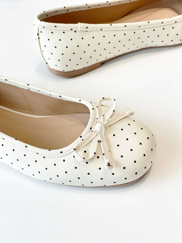 Giày Búp Bê Trắng Chấm Bi Merly 1636 Bigsize 35-43, Giày Búp Bê Nơ, Giày Búp Bê Mũi Tròn, Giày Bệt Xinh, Giày Bệt Nữ, Giày Búp Bê Big Size
