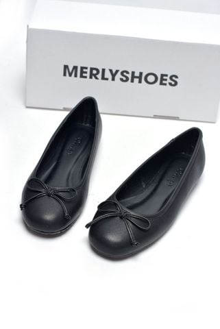 [Restock] Giày Búp Bê Đen Nơ Nhí Mũi Tròn Da Mềm Mại Merly 1636 Đen, Giày Búp Bê Big Size 35-43 Chuẩn Form, Phiên Bản Cải Tiến Của Giày Búp Bê Nơ 1038