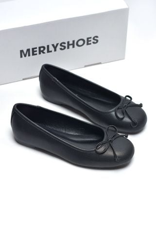 [Restock] Giày Búp Bê Đen Nơ Nhí Mũi Tròn Da Mềm Mại Merly 1636 Đen, Giày Búp Bê Big Size 35-43 Chuẩn Form, Phiên Bản Cải Tiến Của Giày Búp Bê Nơ 1038