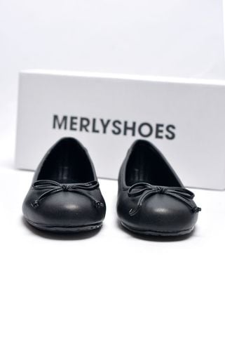 [Restock] Giày Búp Bê Đen Nơ Nhí Mũi Tròn Da Mềm Mại Merly 1636 Đen, Giày Búp Bê Big Size 35-43 Chuẩn Form, Phiên Bản Cải Tiến Của Giày Búp Bê Nơ 1038