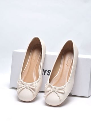 Giày Búp Bê Nữ Nơ Xinh Merly 1636 Kem Hồng Pastel, Giày Bệt Big Size 35-43 Phiên Bản Cải Tiến Của Giày Búp Bê Nơ 1038