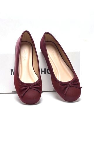 [NEW COLOR] Giày Búp Bê Ballet Nữ Màu Đỏ Cherry Nơ Nhí Mũi Tròn Da Mềm Êm Chân Merly 1636, Giày Búp Bê Big Size, Giày Bệt Nữ, Phiên Bản Cải Tiến Của Giày Búp Bê Nơ 1038