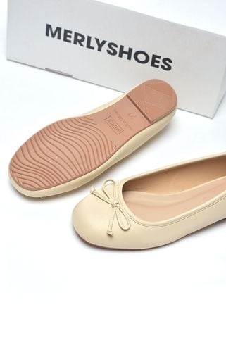 [NEW COLOR] Giày Búp Bê Ballet Nữ Màu Kem Nơ Nhí Mũi Tròn Da Mềm Êm Chân Merly 1636, Giày Búp Bê Big Size, Giày Bệt Nữ, Phiên Bản Cải Tiến Của Giày Búp Bê Nơ 1038