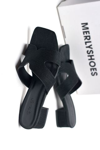 Guốc Nữ Chữ H Đế Thấp 3cm Merly 1637 Màu Đen Vân Êm Ái BH 1 Năm, Guốc Nữ Bigsize 35-43, Dép Nữ Cao Gót