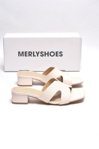 Guốc Nữ Chữ H Đế Thấp 3cm Merly 1637 Màu Trắng Kem Êm Ái BH 1 Năm, Guốc Nữ Bigsize 35-43, Dép Nữ Cao Gót