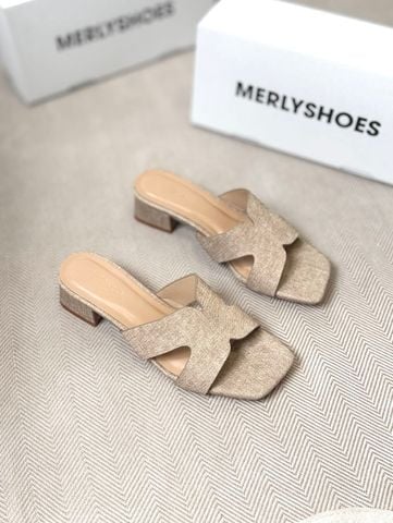 Guốc Nữ Chữ H Đế Thấp 3cm Merly 1637 Màu Nâu Jean Vintage Êm Ái BH 1 Năm, Guốc Nữ Bigsize 35-43