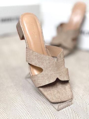 Guốc Nữ Chữ H Đế Thấp 3cm Merly 1637 Màu Nâu Jean Vintage Êm Ái BH 1 Năm, Guốc Nữ Bigsize 35-43