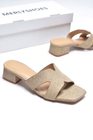 Guốc Nữ Chữ H Đế Thấp 3cm Merly 1637 Màu Nâu Jean Vintage Êm Ái BH 1 Năm, Guốc Nữ Bigsize 35-43