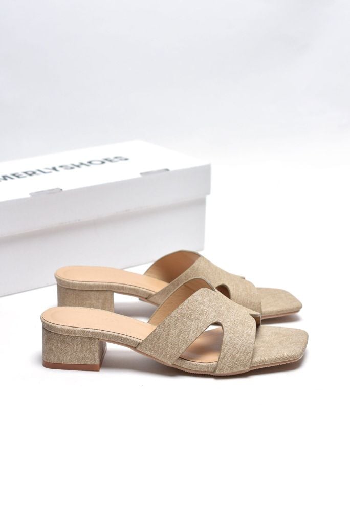 Guốc Nữ Chữ H Đế Thấp 3cm Merly 1637 Màu Nâu Jean Vintage Êm Ái BH 1 Năm, Guốc Nữ Bigsize 35-43