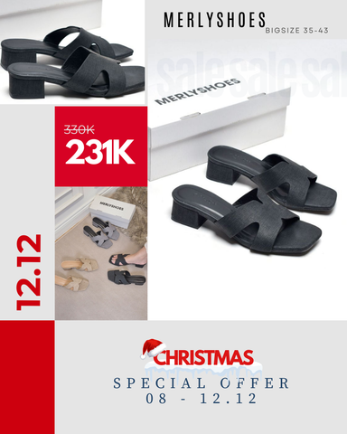 Guốc Nữ Chữ H Đế Thấp 3cm Merly 1637 Màu Đen Jean Vintage Êm Ái, Dép Nữ Bigsize 35-43, Dép Quai Ngang Nữ, Dép Nữ Cao Gót