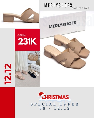 [NEW 35-43] Guốc Nữ Chữ H Đế Thấp 3cm Merly 1637 Màu Nâu Vân Êm Ái BH 1 Năm, Guốc Nữ Bigsize 35-43, Dép Nữ Cao Gót