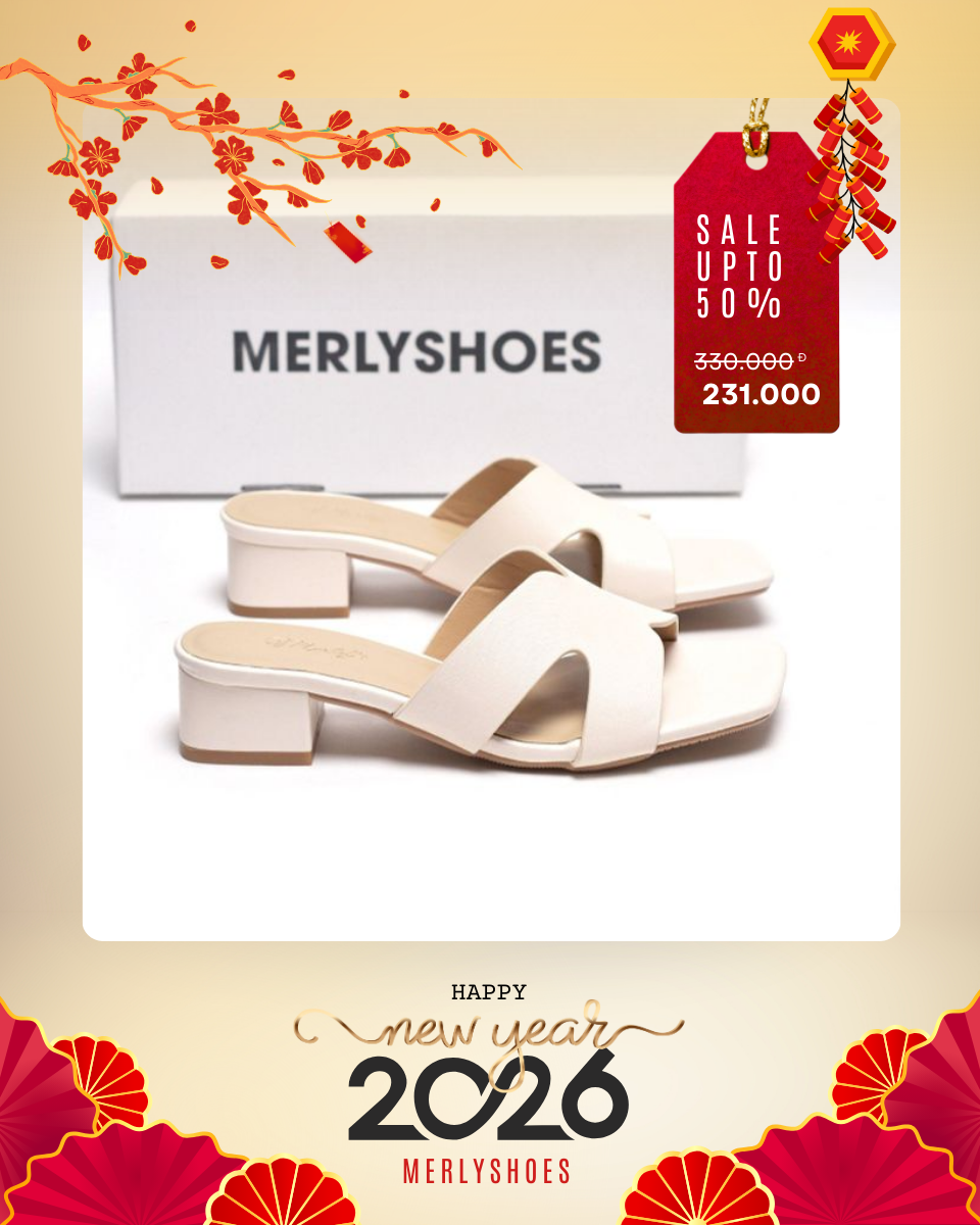 Guốc Nữ Chữ H Đế Thấp 3cm Merly 1637 Màu Trắng Kem Êm Ái BH 1 Năm, Guốc Nữ Bigsize 35-43, Dép Nữ Cao Gót