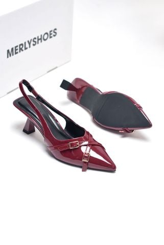 [NEW 35-43] Giày Cao Gót Slingback Mũi Nhọn Gót 6cm Khóa Merly 1638 Đỏ Bóng, Giày Cao Gót Đỏ, Giày Công Sở Nữ, Giày Đi Tiệc, Giày Mặc Váy Dài Giày Nữ Bigsize 35-43, BH 1 Năm, Phiên Bản Gót Nhỏ Của 1608