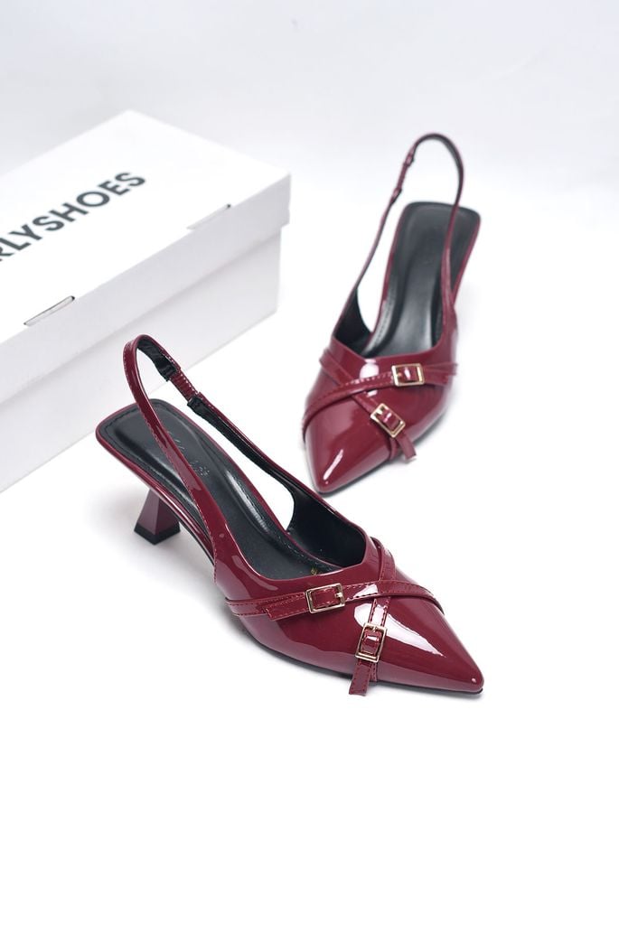 [NEW 35-43] Giày Cao Gót Slingback Mũi Nhọn Gót 6cm Khóa Merly 1638 Đỏ Bóng, Giày Cao Gót Đỏ, Giày Công Sở Nữ, Giày Đi Tiệc, Giày Mặc Váy Dài Giày Nữ Bigsize 35-43, BH 1 Năm, Phiên Bản Gót Nhỏ Của 1608