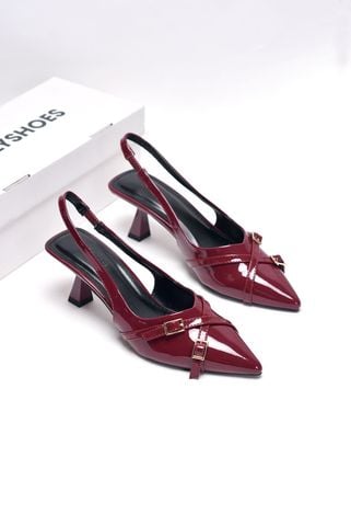 [NEW 35-43] Giày Cao Gót Slingback Mũi Nhọn Gót 6cm Khóa Merly 1638 Đỏ Bóng, Giày Cao Gót Đỏ, Giày Công Sở Nữ, Giày Đi Tiệc, Giày Mặc Váy Dài Giày Nữ Bigsize 35-43, BH 1 Năm, Phiên Bản Gót Nhỏ Của 1608
