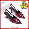 Giày Cao Gót Slingback Mũi Nhọn Gót 6cm Khóa Merly 1638 Đỏ Bóng, Giày Cao Gót Đỏ, Giày Công Sở Nữ, Giày Đi Tiệc, Giày Mặc Váy Dài Giày Nữ Bigsize 35-43, BH 1 Năm