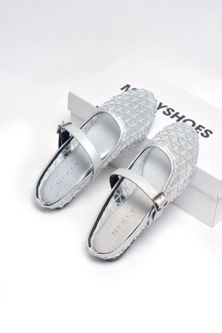 Giày Dép Sục Nữ Ren Lưới Merly 1639 Màu Bạc, Dép Sục Hè Thoáng Chân Nữ Tính, Dép Sục Big Size 35-43, Giày Búp Bê Nữ