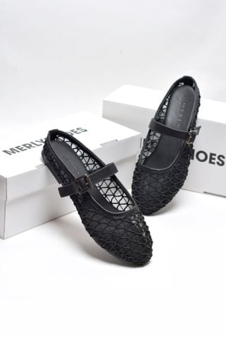 Giày Dép Sục Nữ Ren Lưới Merly 1639 Đen, Dép Sục Hè Thoáng Chân Nữ Tính, Dép Sục Big Size 35-43, Giày Búp Bê Nữ