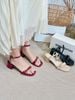 [NEW 35-43] Sandal Cao Gót Đế Vuông 5cm Quai Ngang Mảnh Khóa Merly 1640 Đỏ Bóng Bigsize 35-43, Giày Cao Gót Mặc Áo Dài