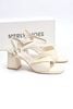 Sandals Quai Ngang Xoắn Mềm Gót Cao 7cm Merly 1641 Màu Trắng Kem Size 35-43, Giày Xăng Đan Cao Gót Quai Ngang, Giày Công Sở Nữ