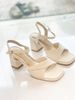 Sandals Cao Gót 7cm Quai Xoắn Mềm Merly 1641 Trắng Kem Vân Mây Size 35-43, Giày Xăng Đan Cao Gót Quai Ngang, Giày Công Sở Nữ