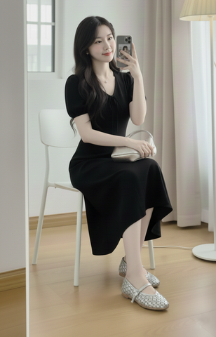 Giày Búp Bê Mũi Tròn Họa Tiết Lazer Màu Bạc Merly, Giày Búp Bê Big Size