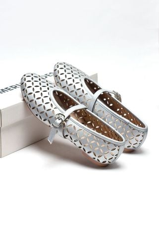 Giày Búp Bê Mũi Tròn Họa Tiết Lazer Màu Bạc Merly, Giày Búp Bê Big Size